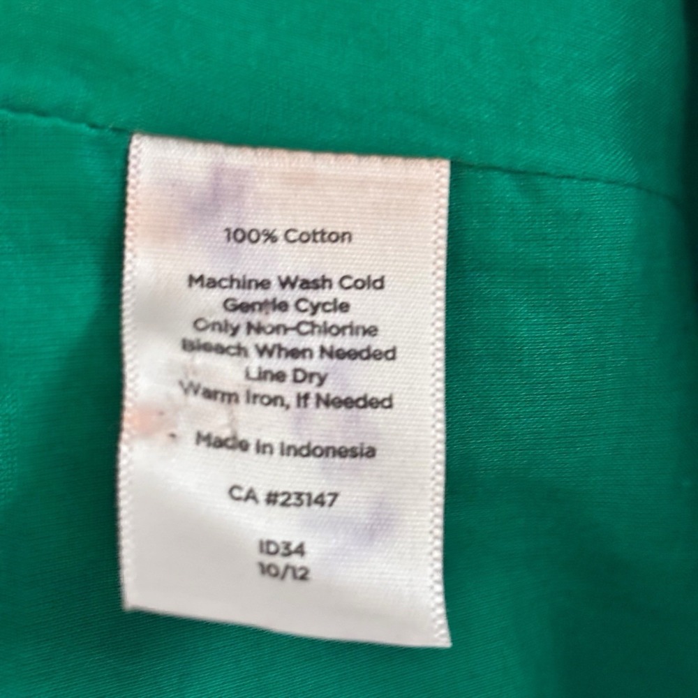 Talbots Green Sleeveless‎ Blouse Womens 10 Textured Dot Cotton Top Side Zip - Picture 7 of 7